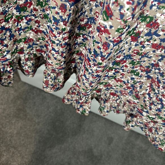 Woman Within Blue/Green/Tan Floral Tiered Boho Dress - Picture 6 of 7